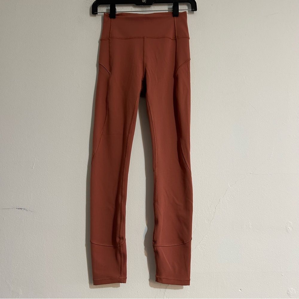 Lululemon In Movement 7/8 Tight Leggings Everlux 25" Red Bronzer Size 4